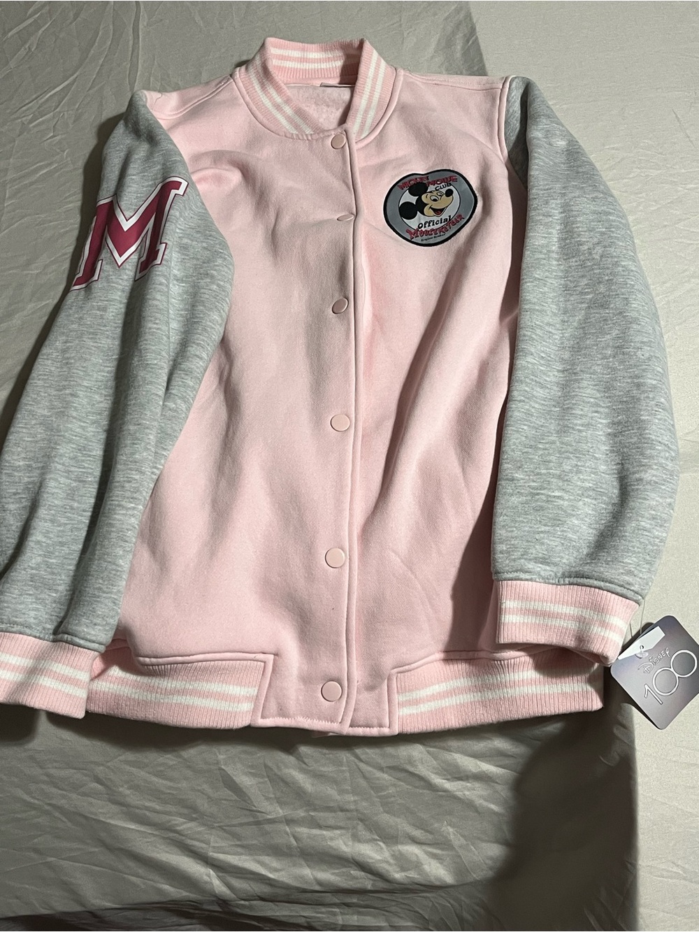 Disney 100 Anniversary Mickey Mouse Varsity Bomber Jacket Size Medium NWT